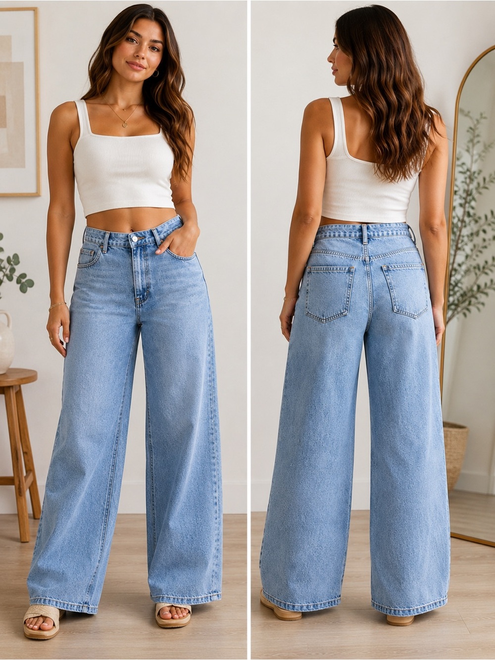 Habitual Relaxed Wide Leg Jeans Women Size 8/29 Light Wash High Rise Denim